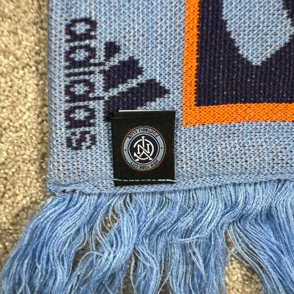 Adidas Unisex OSFA Blue Winter Fringe New York‎ City FC Soccer MLS Scarf NWT